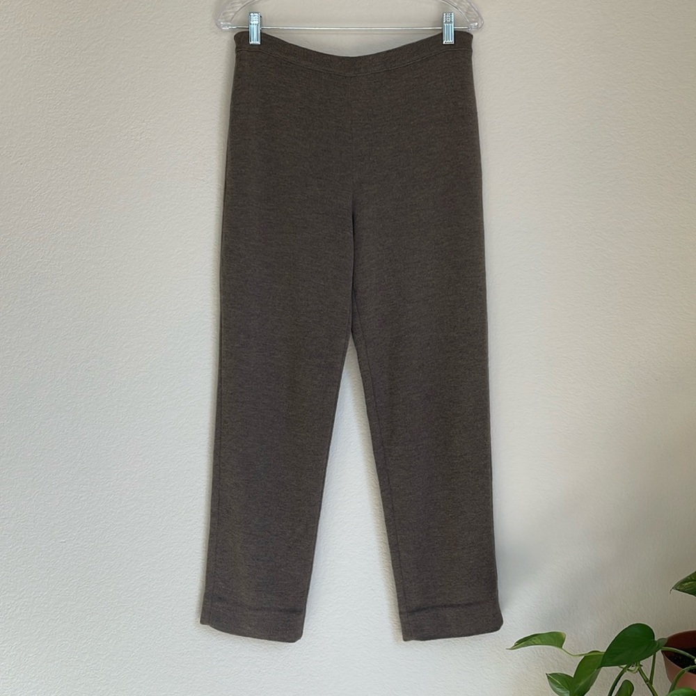 Gispa Merino Wool Knit Pants Brown Size 8 Elastic Waist Made In Italy